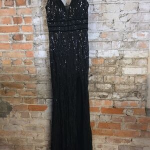 Elegant Black Sequin Evening Gown